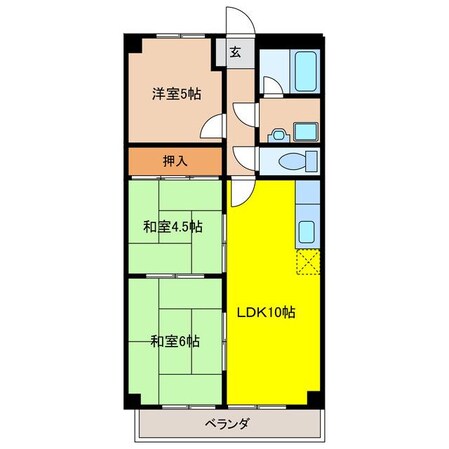 スカイビル徳野A棟の物件間取画像